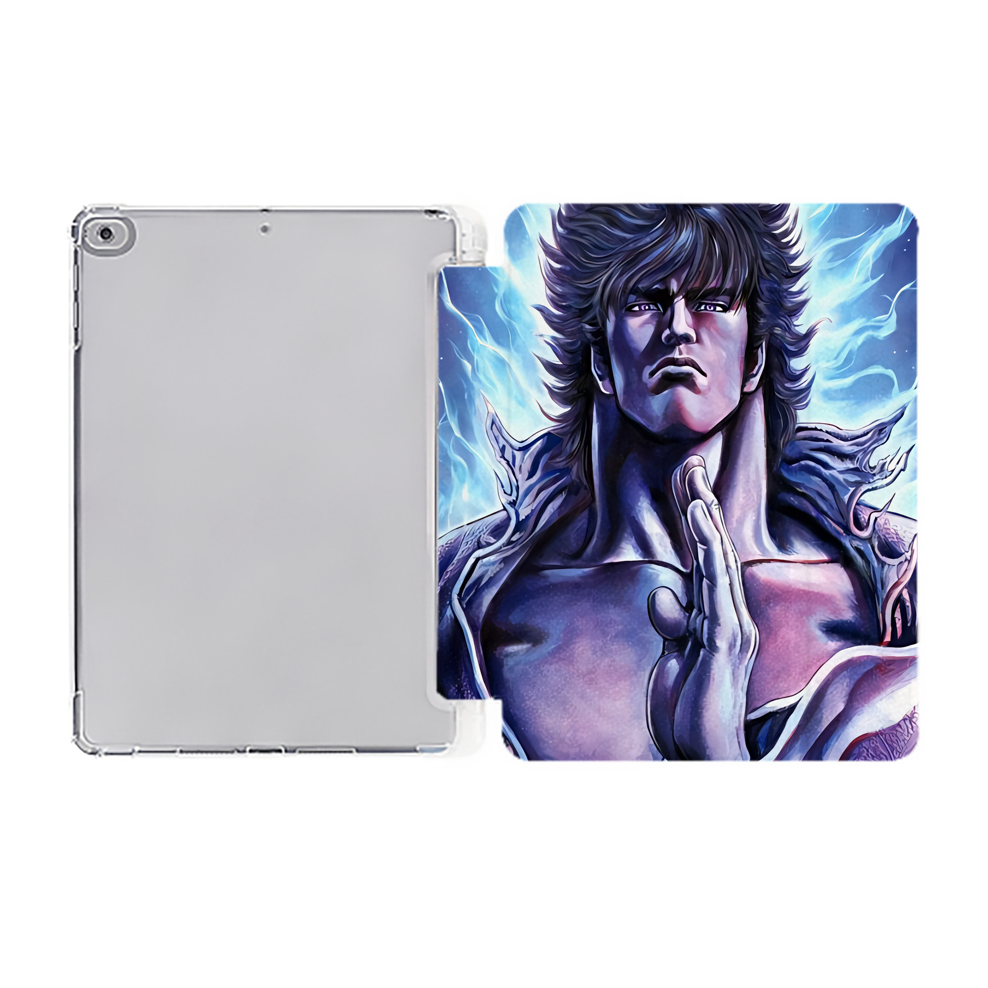 （画像用） 北斗の拳 Fist of the North Star IPad ケース ペン収納付き 三つ折りスタンド PUレザー×シリコン 対応機種9.5/10.5/10.9インチ